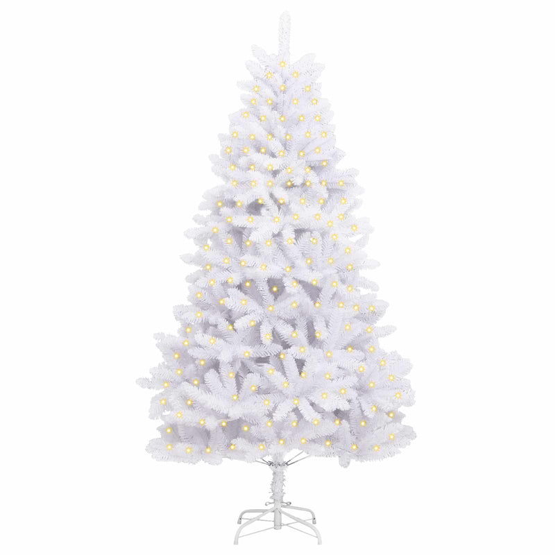 Brad de Crăciun artificial 300 LED-uri PVC și Oțel Alb