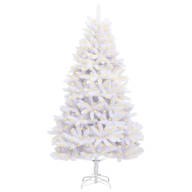 Brad de Crăciun artificial 300 LED-uri PVC și Oțel Alb