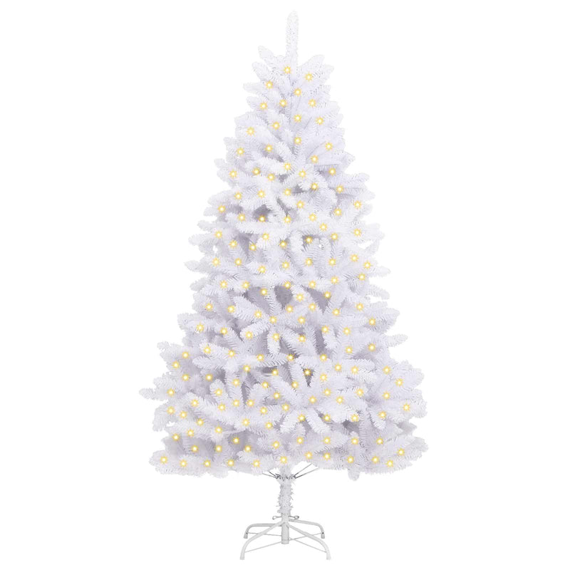 Brad de Crăciun artificial 300 LED-uri PVC și Oțel Alb