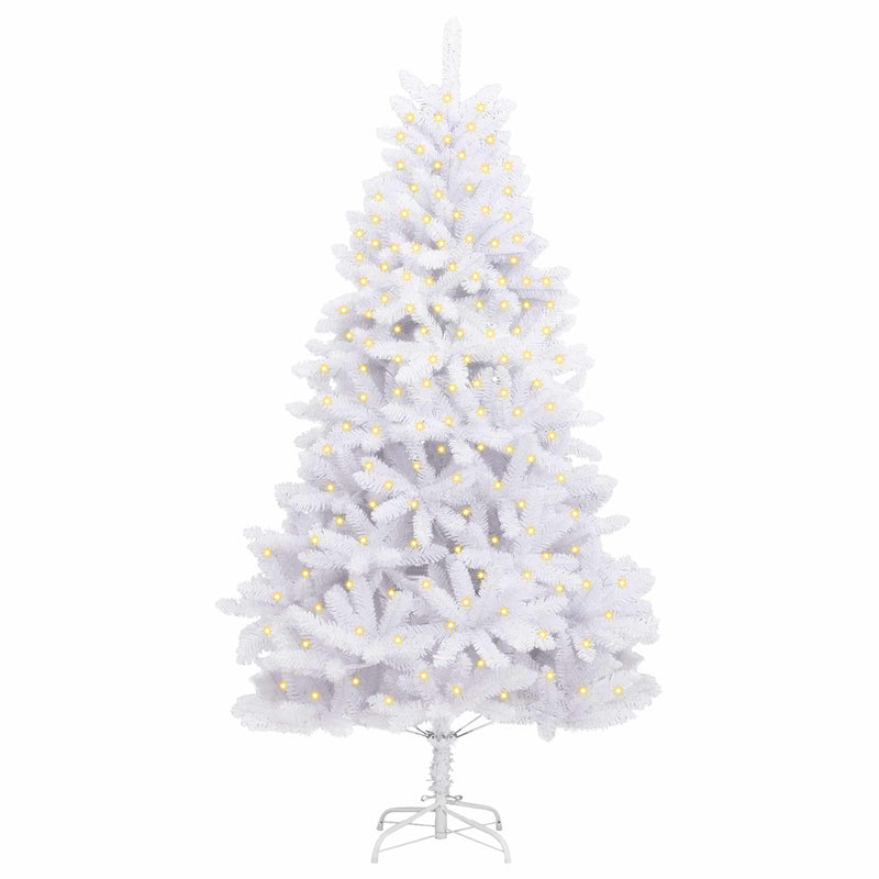 Brad de Crăciun artificial 300 LED-uri PVC și Oțel Alb