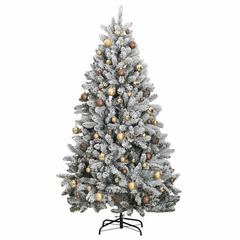Brad Crăciun artificial articulat cu 300 LED-uri/globuri 210 cm