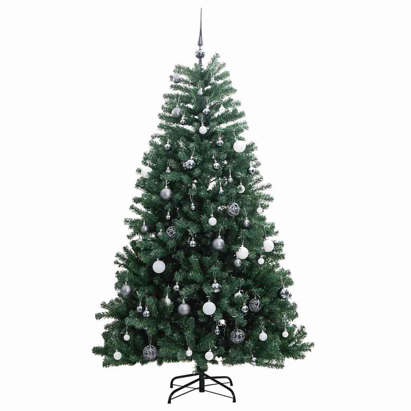 Brad Crăciun artificial articulat cu 300 LED-uri/globuri 240 cm