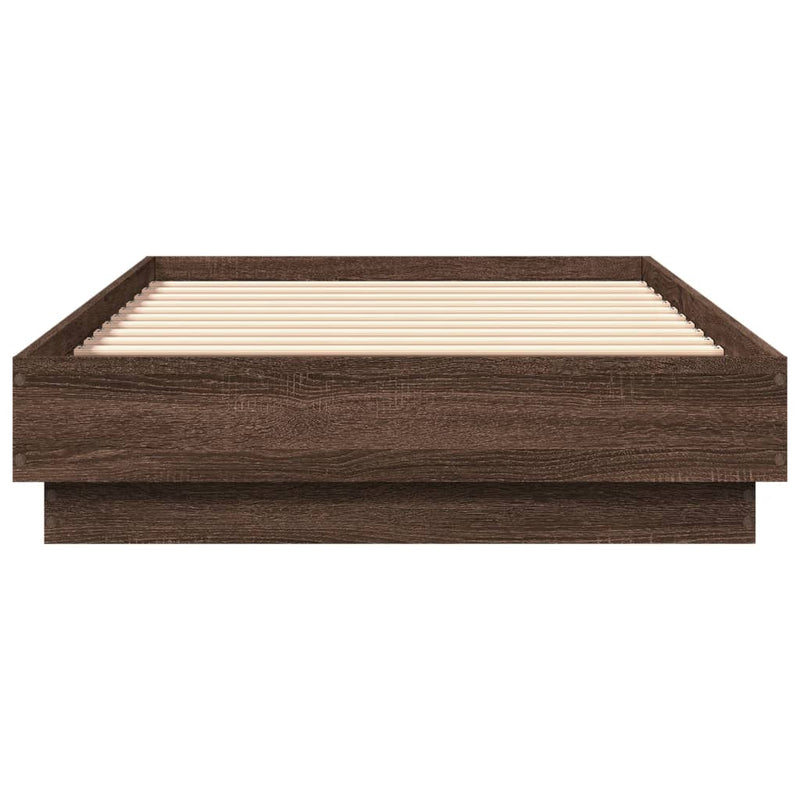 Cadru de pat cu lumini LED, stejar maro, 90x190 cm