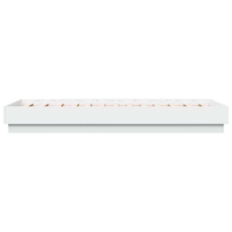 Cadru de pat cu lumini LED, alb, 75x190 cm