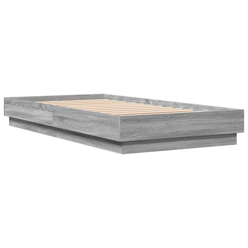 Cadru de pat cu lumini LED, gri sonoma, 75x190 cm