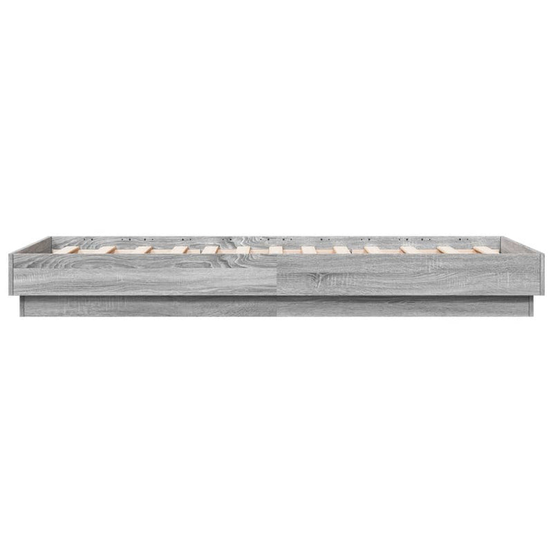 Cadru de pat cu lumini LED, gri sonoma, 75x190 cm