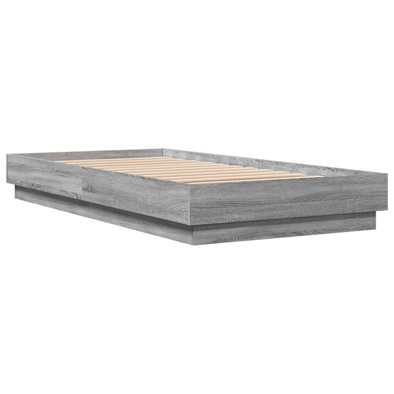 Cadru de pat cu lumini LED, gri sonoma, 75x190 cm