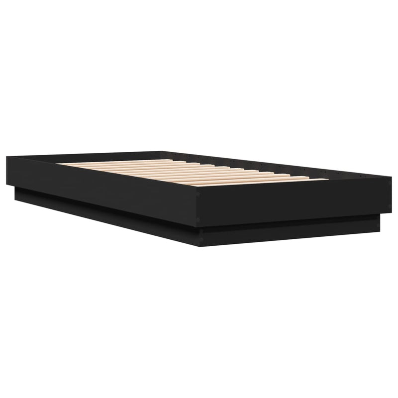 Cadru de pat, negru, 100x200 cm, lemn prelucrat