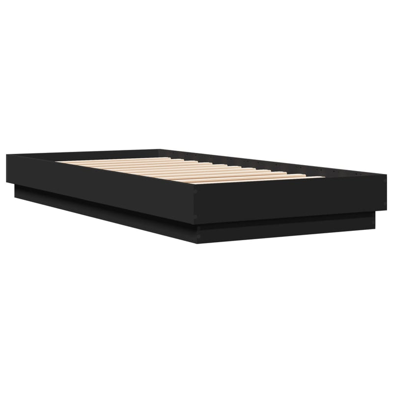 Cadru de pat, negru, 100x200 cm, lemn prelucrat