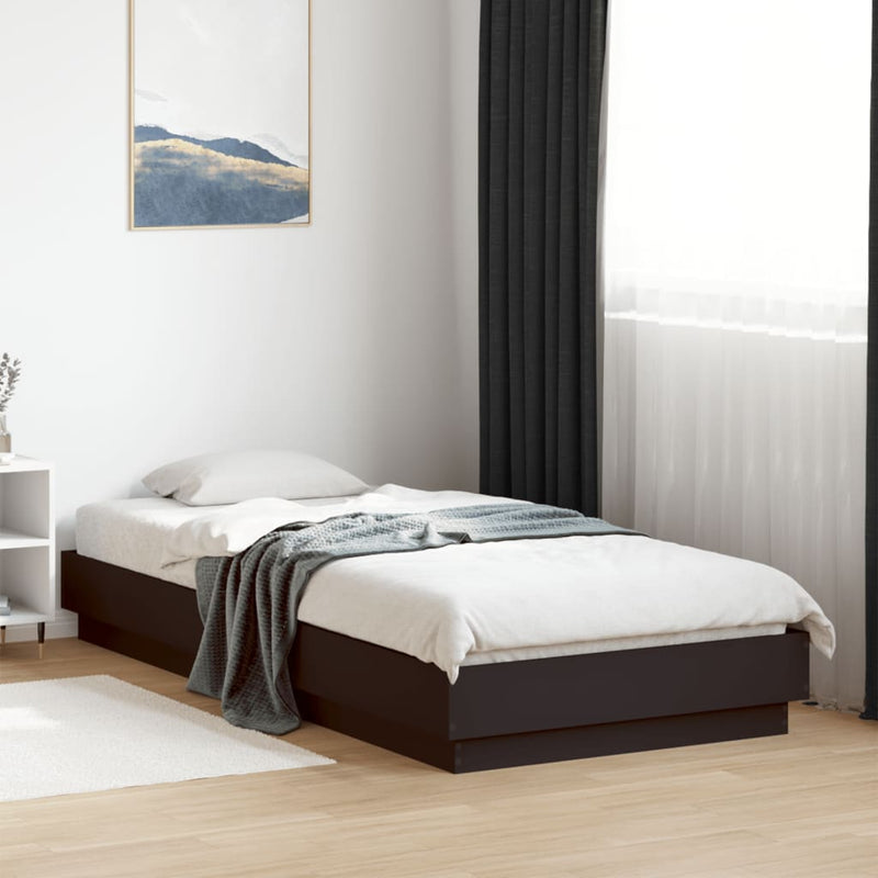 Cadru de pat, negru, 100x200 cm, lemn prelucrat