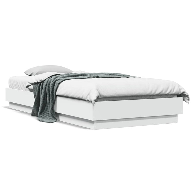 Cadru de pat, alb, 90x200 cm, lemn prelucrat