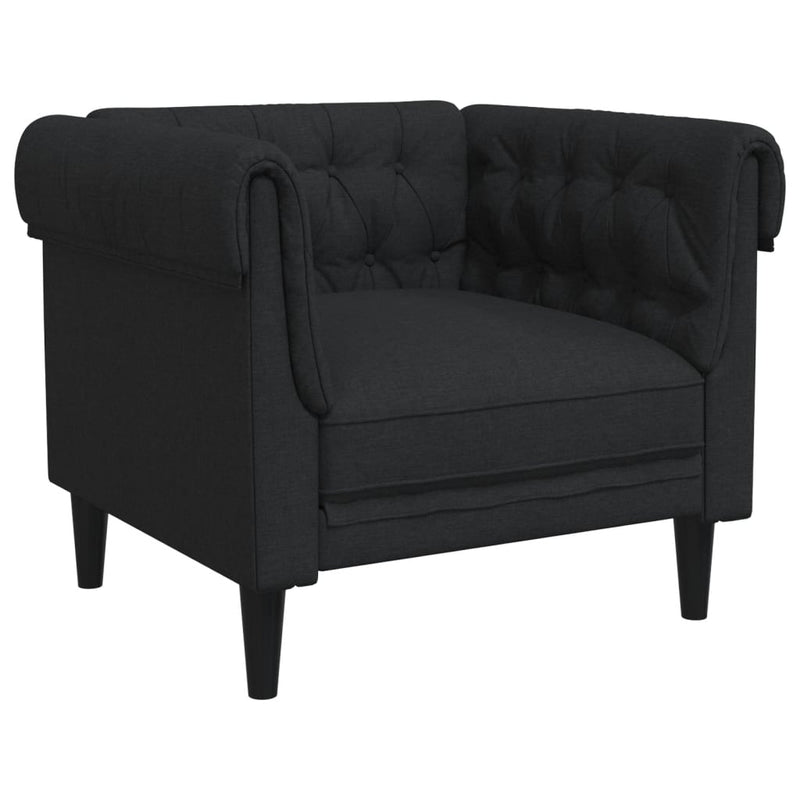 Set de canapele, 3 piese, negru, textil