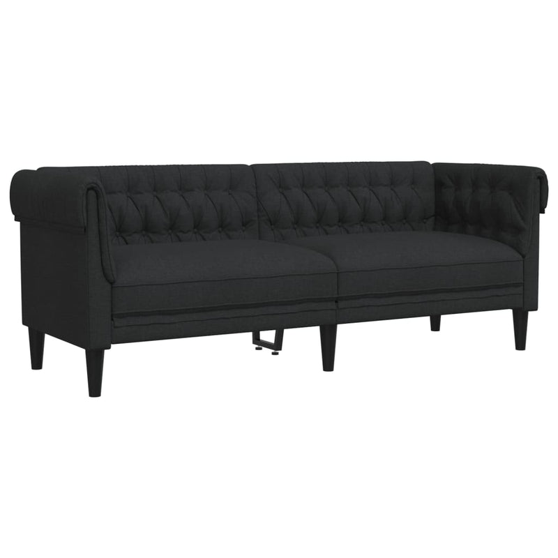 Set de canapele, 3 piese, negru, textil