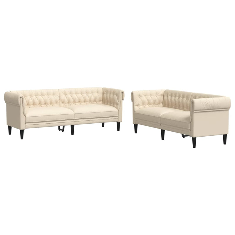 Set de canapele, 2 piese, crem, material textil