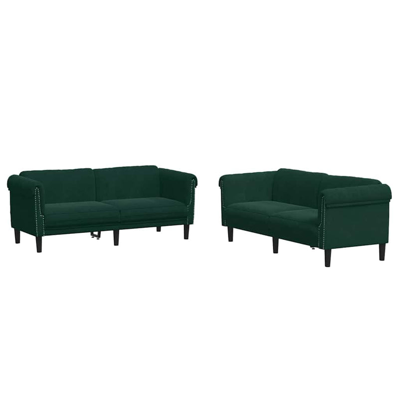 Set de canapele, 3 piese, verde închis, catifea