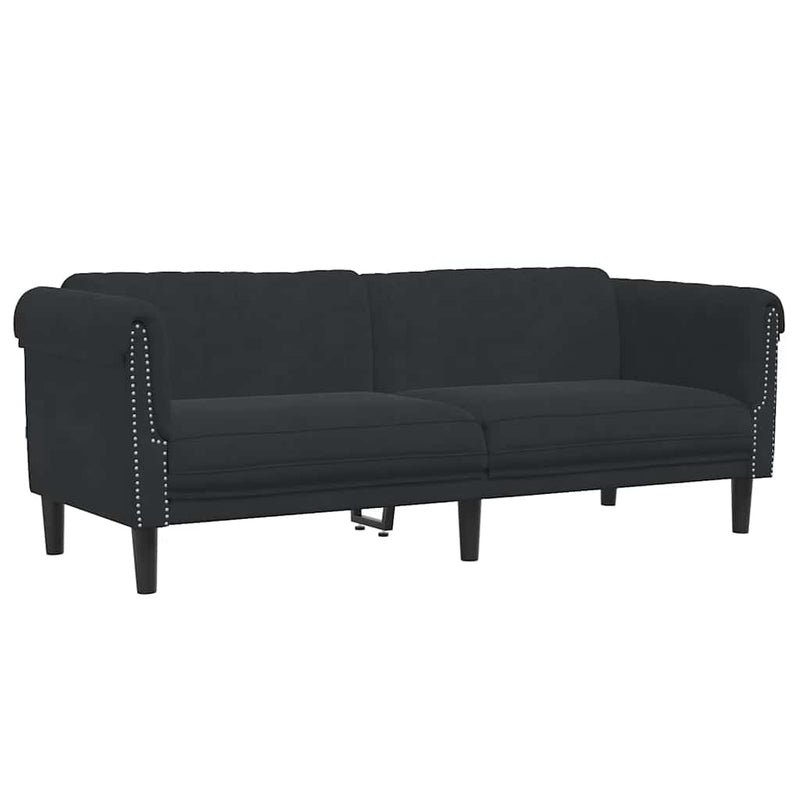 Set de canapele, 3 piese, negru, catifea
