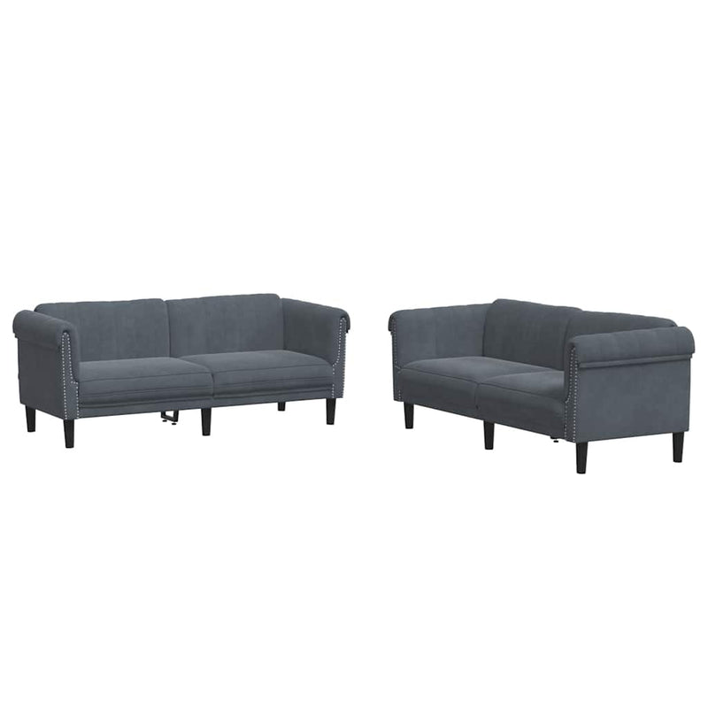 Set canapea, 2 piese, gri închis, catifea