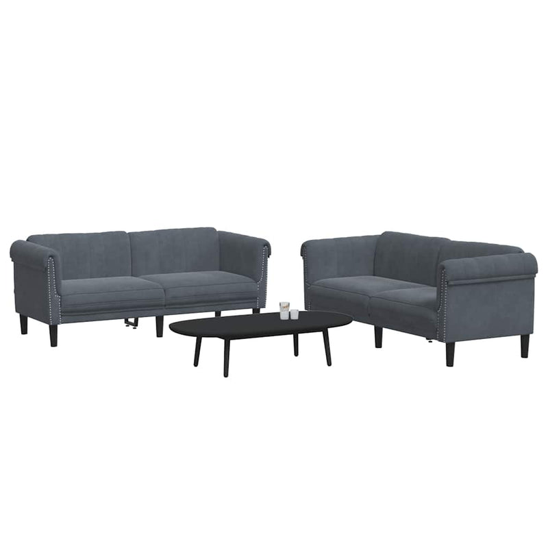 Set canapea, 2 piese, gri închis, catifea
