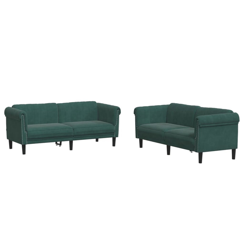 Set canapele, 2 piese, verde închis, catifea