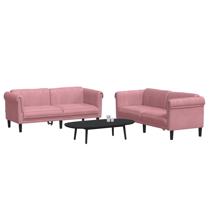 Set canapele, 2 piese, roz, catifea