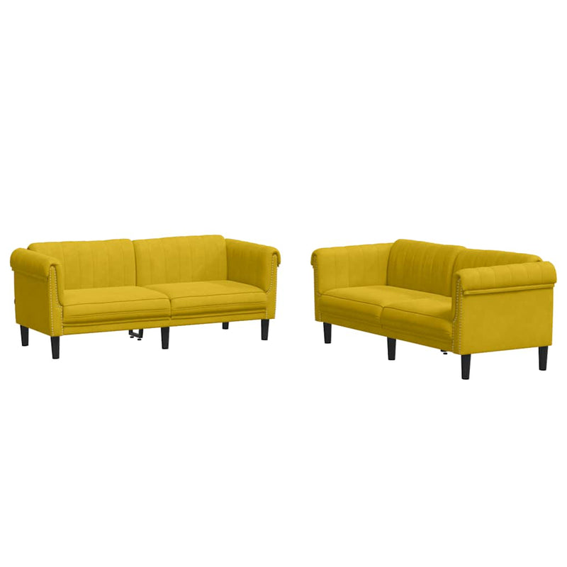Set canapea 2 piese, galben, catifea