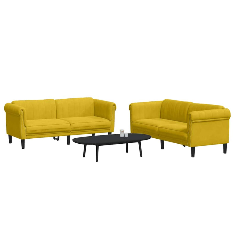 Set canapea 2 piese, galben, catifea