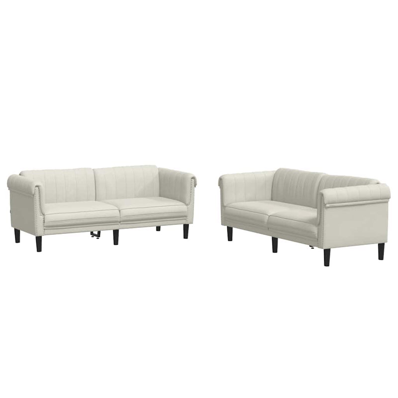 Set canapea 2 piese, crem, catifea