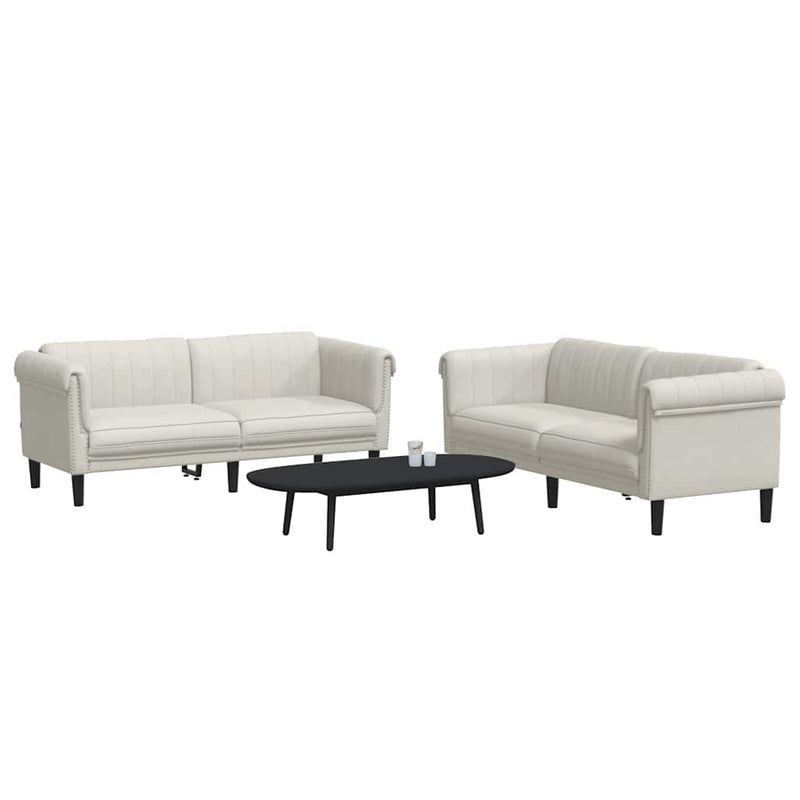Set canapea 2 piese, crem, catifea