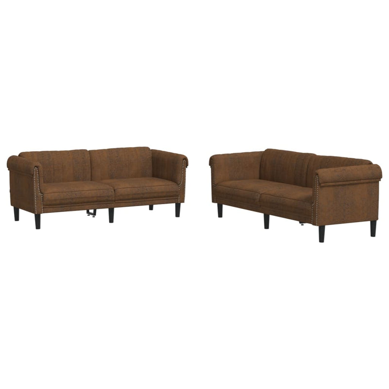 Set canapea 2 piese, maro, catifea