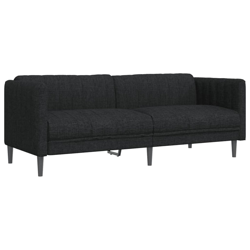 Set de canapele, 3 piese, negru, textil