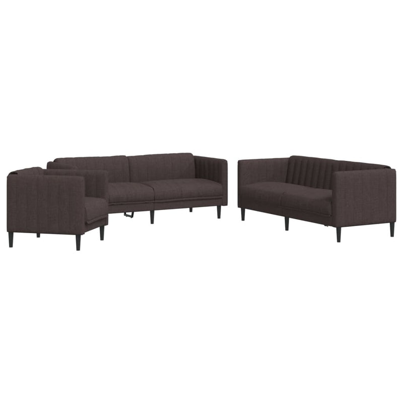 Set canapele, 3 piese, maro închis, material textil