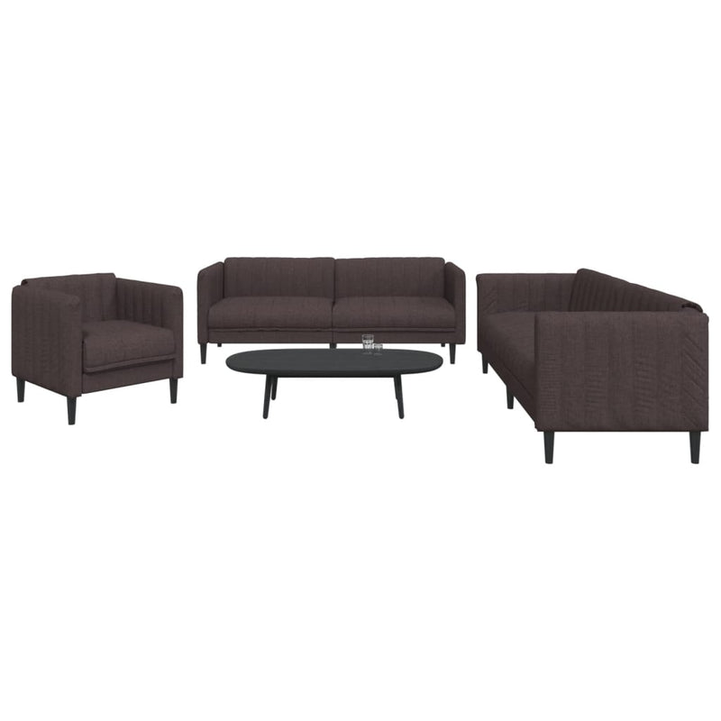 Set canapele, 3 piese, maro închis, material textil