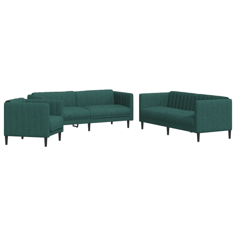 Set canapele, 3 piese, verde închis, material textil