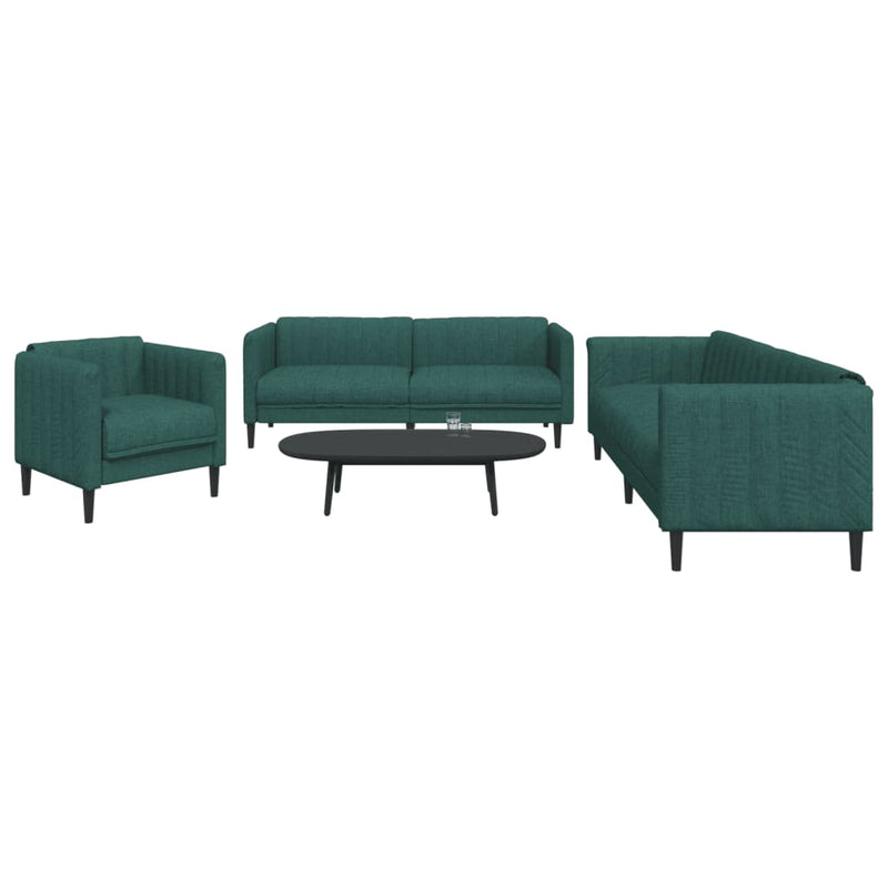 Set canapele, 3 piese, verde închis, material textil