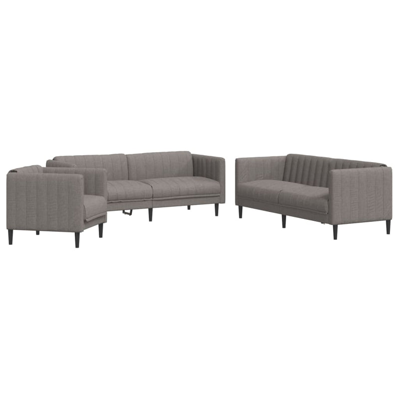 Set de canapele, 3 piese, gri taupe, textil