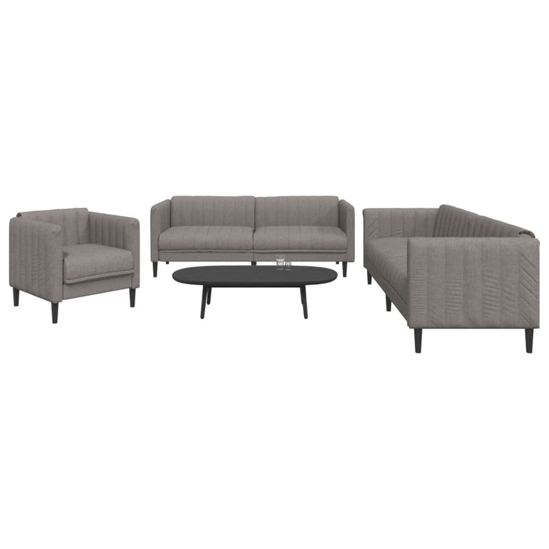 Set de canapele, 3 piese, gri taupe, textil