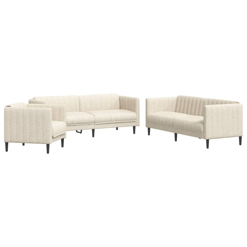 Set de canapele, 3 piese, crem, material