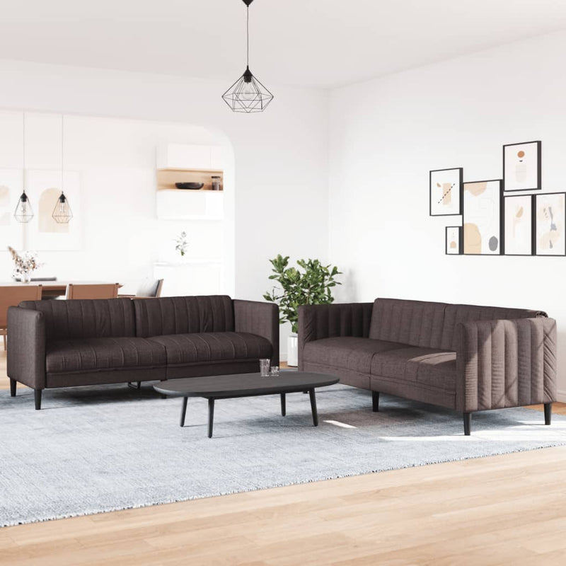 Set canapele, 2 piese, maro închis, material textil