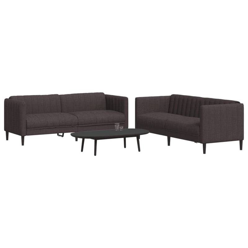 Set canapele, 2 piese, maro închis, material textil