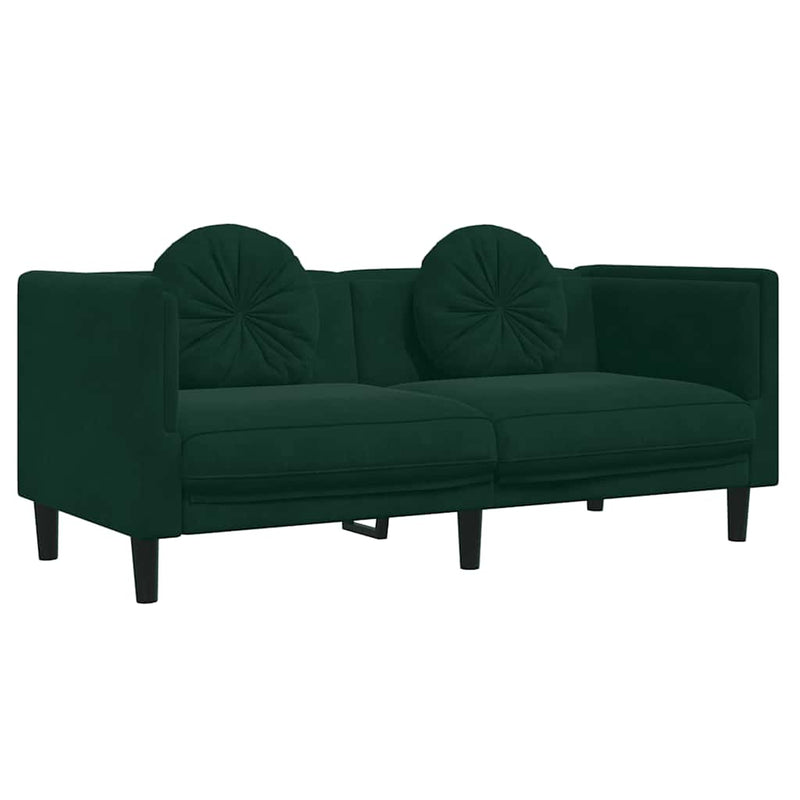 Set canapea cu perne, 3 piese, verde închis, catifea