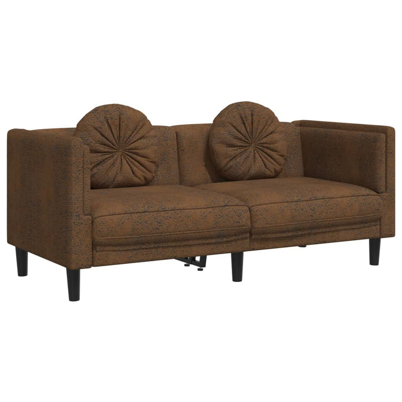 Set de canapele cu perne, 3 piese, maro, catifea