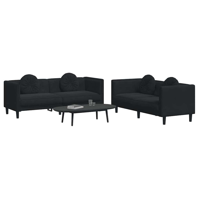 Set canapea cu perne, 2 piese, roz, catifea