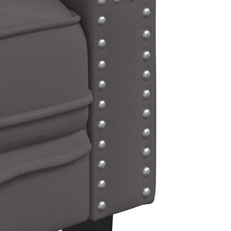 Set canapele Chesterfield cu 3 locuri, gri, piele eco.