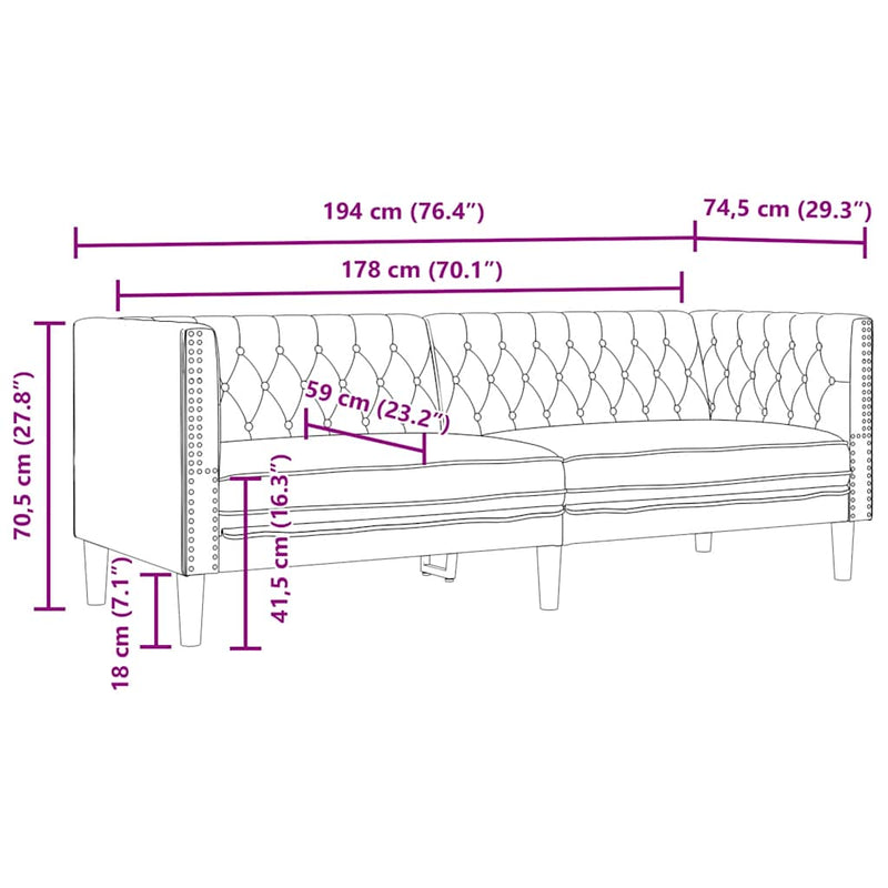 Set canapele Chesterfield cu 3 locuri, gri, piele eco.