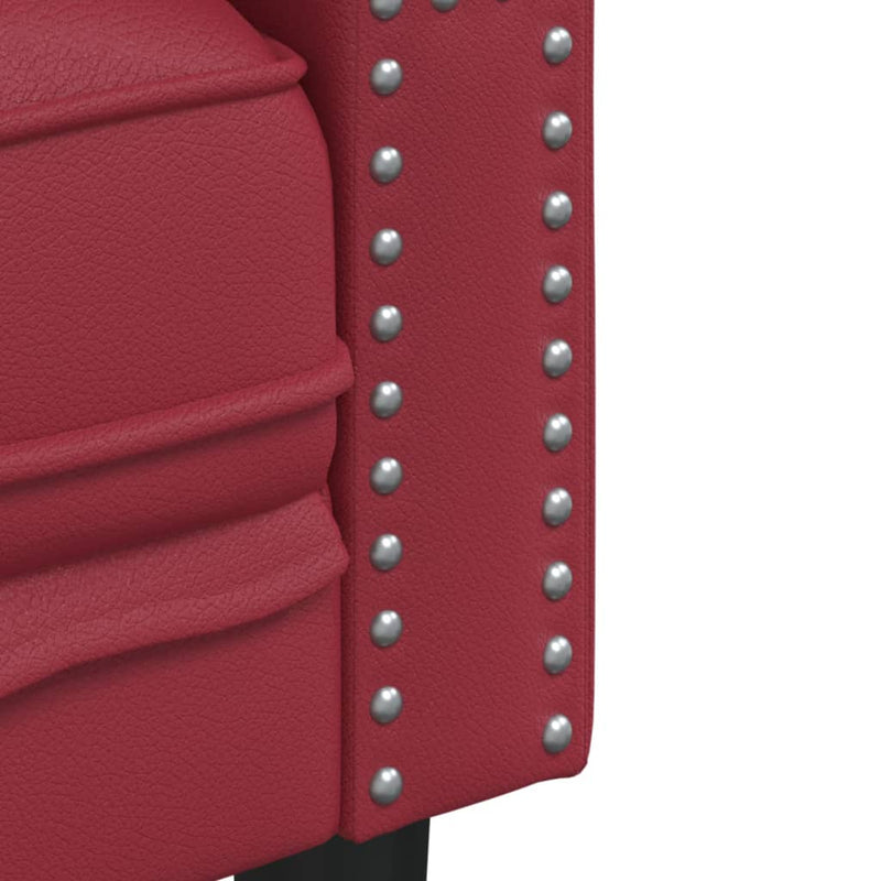 Set canapele Chesterfield cu 3 locuri roșu vin piele eco.