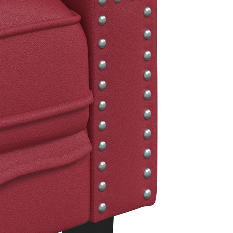 Set canapele Chesterfield cu 2 locuri roșu vin piele eco.