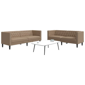 Set canapele Chesterfield cu 2 locuri, cappuccino, piele eco.
