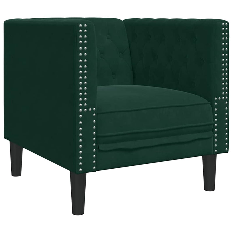 Set canapele Chesterfield cu perne rulou 3 piese verde catifea