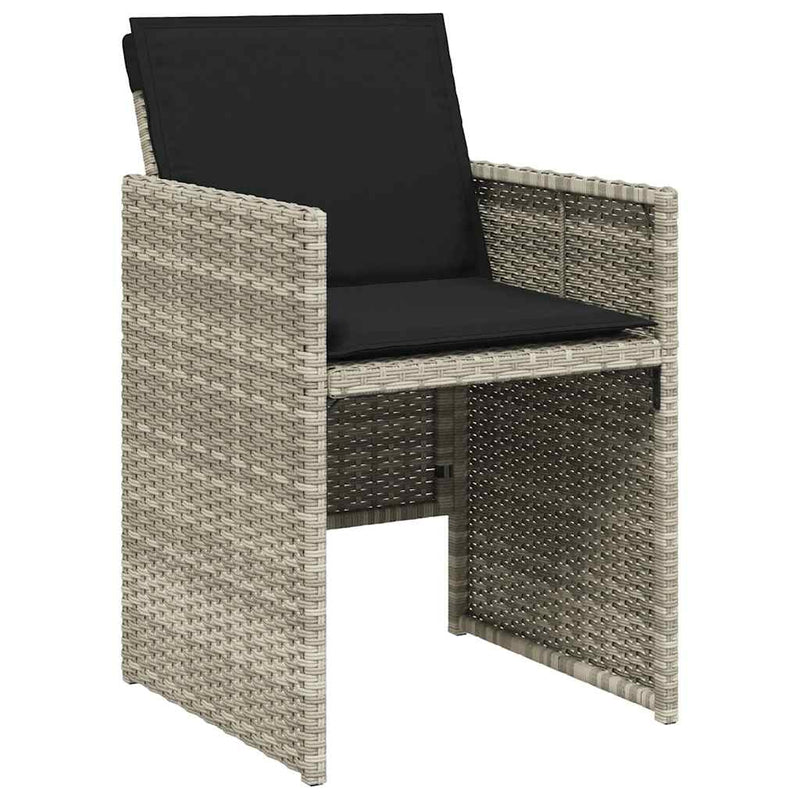 Set mobilier grădină cu perne, 9 piese, gri deschis, poliratan