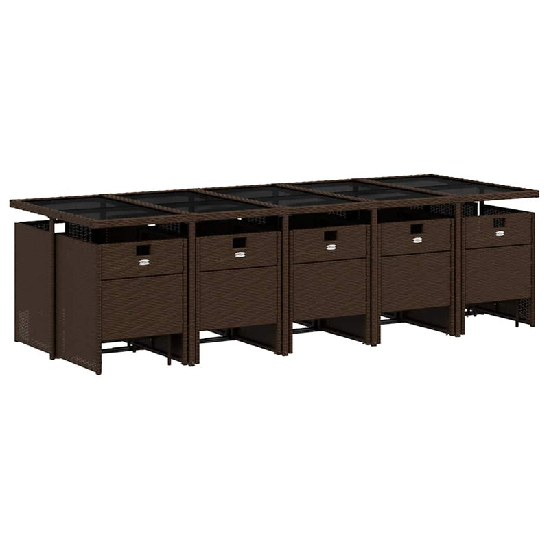 Set mobilier de grădină cu perne, 15 piese, maro, poliratan